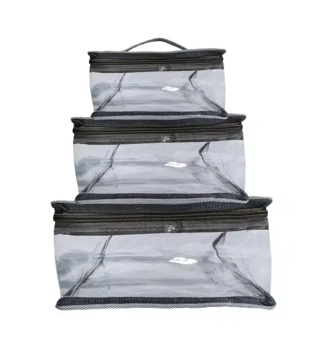 Multipurpose Storage Bag, Grey, 25x20x12 cm, Pack of 3