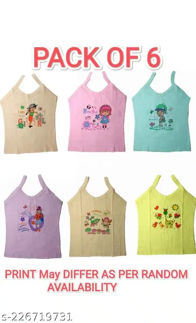 Cotton Vest for Kids, Pack of 6 (Multicolor, 0-3 Months)