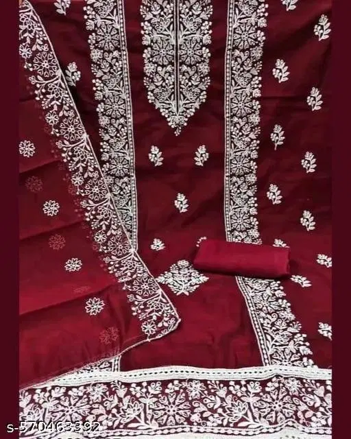 Punjabi Suits (Red, 6.25 meter (L)) (Red, 6.45 meter for Women (XL)