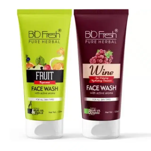 Biofresh Pure Herbal Fruit & Wine Face Wash, Pack of 2, 120 ml