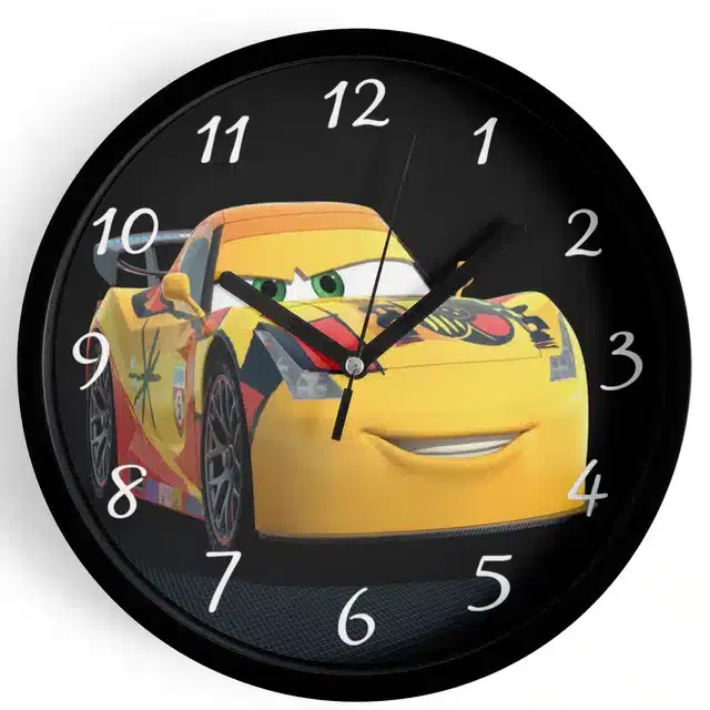 Analog Cars Wall Clock for Home, Black, 7 Inches
