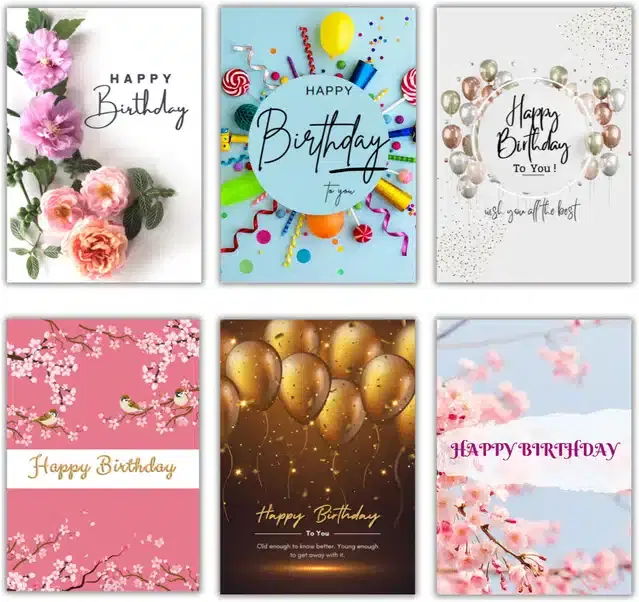 Birthday Greeting Cards Combo, Multicolor, Pack of 6