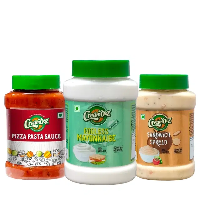 Creamooz (Pizza Pasta Sauce 270 g + Sandwich Spread 250 g + Eggless Mayonnaise 250 g) (Pet Jar)