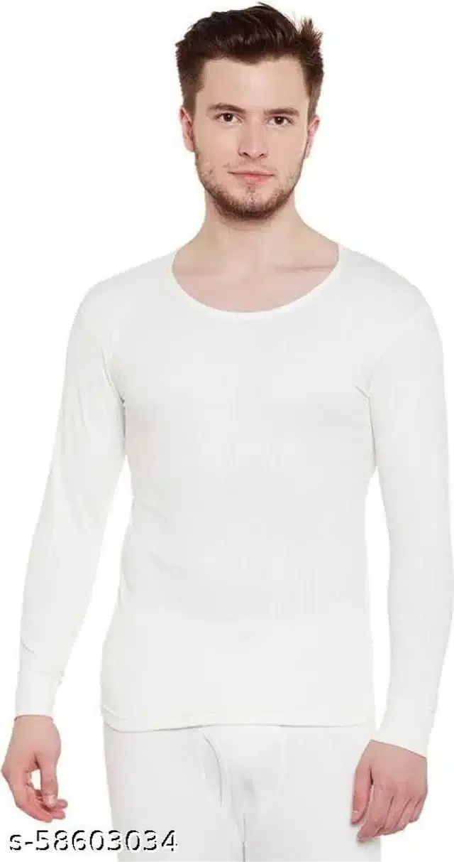 Cotton Blend Thermal Top for Men 1 (White, M)