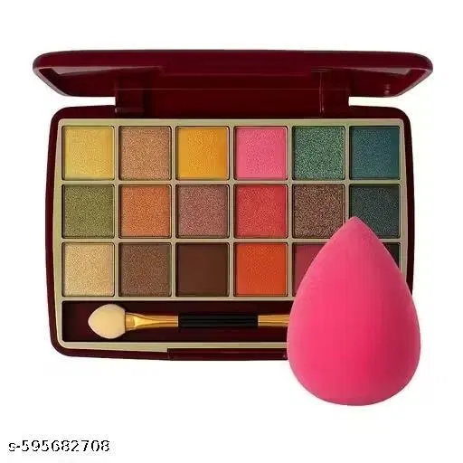 Rsentera 18 Color Eyeshadow Palette with Makeup Brush & Beauty Blender | High Pigment Matte & Shimmer Finish