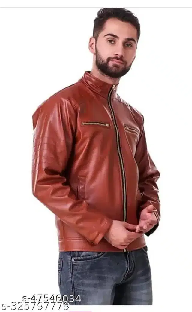 Synthetic Jacket for Men (Brown, M)