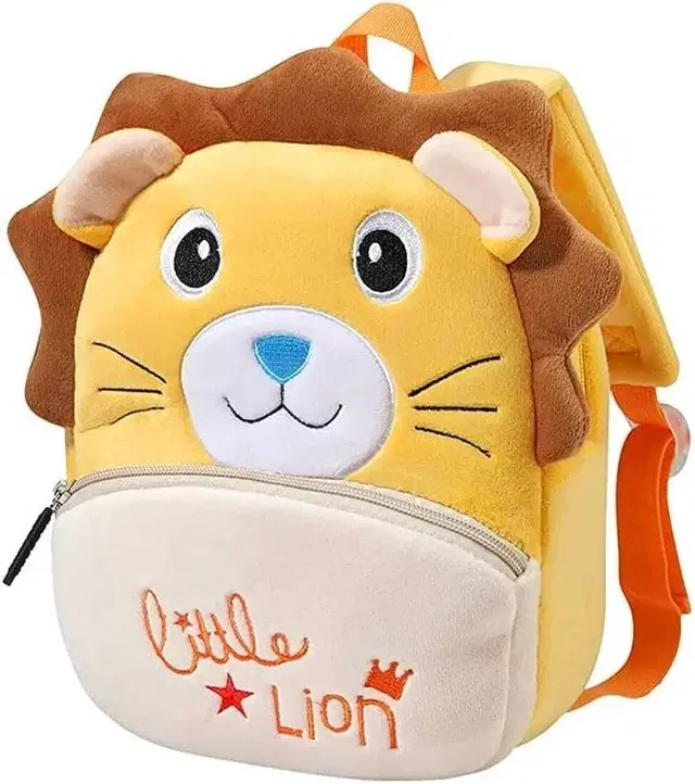Premium Quality 3D Lion Soft Bag  for Baby Boys/Girls, Yellow/Brown, 15 L