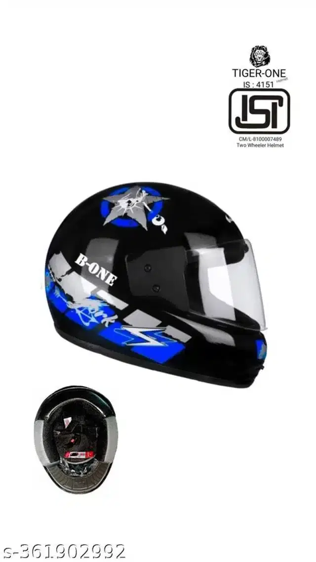 Full Face Helmet for Men & Women, Black & Blue
