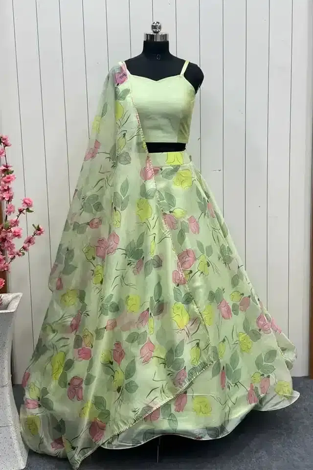 Lehenga Choli for Women (Mint Green, S)