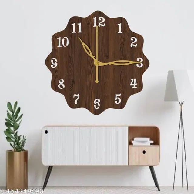 Wooden Wall Clock for Home, Brown
