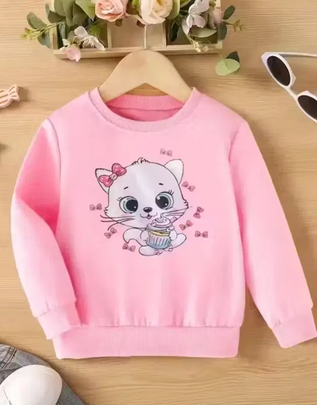 Light Fleece Printed Hoodie for Kids, Pink (2-4 Years)