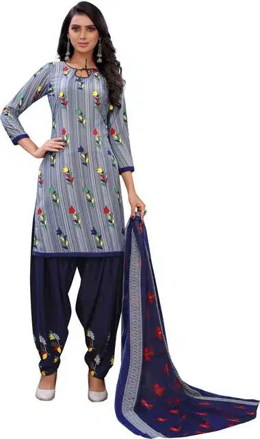 Yashika Unstitched Crepe Salwar Suit Material (Grey) (Y-286)