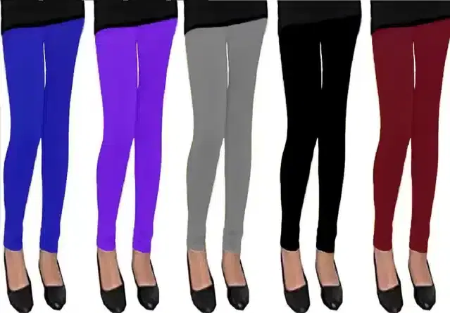 Soft & Comfortable Leggings for Girls, Pack of 5 (Multicolor, 2-3 Years)