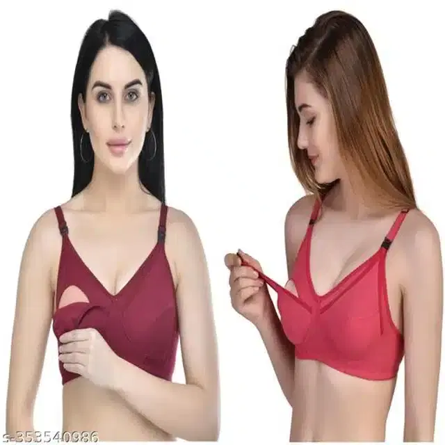Polycotton Feeding Bra for Women, Pack of 2 (Assorted, 32C)