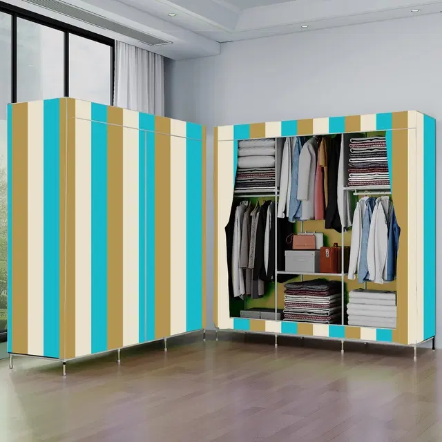 Plastic Printed Collapsible Wardrobe, Multicolor