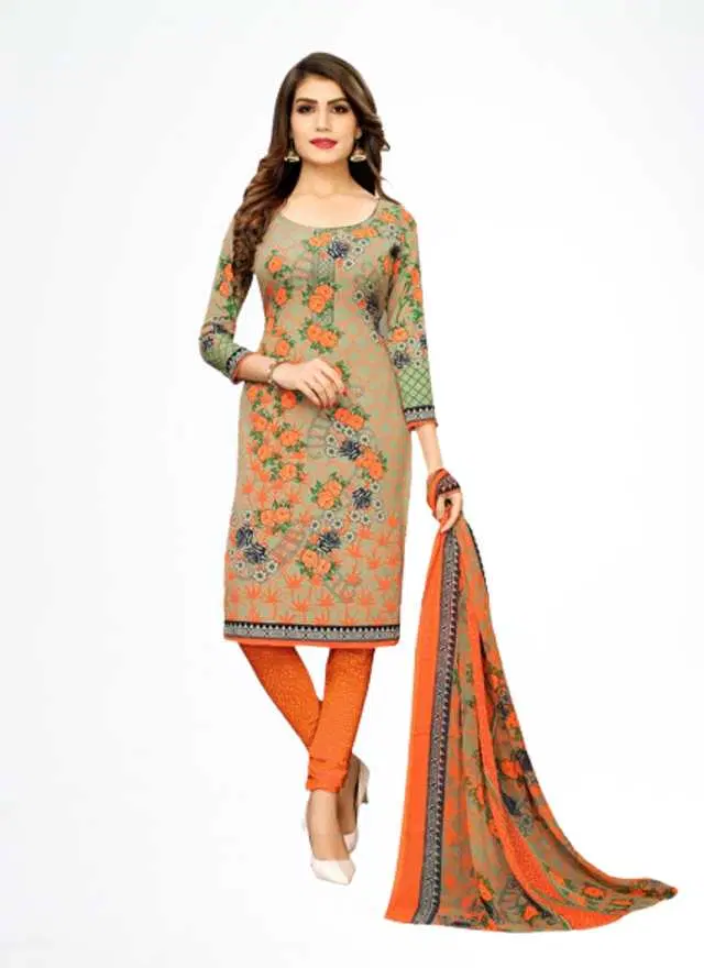 Kanooda Georgette Women's Printed Salwar Suit (Grey) (KS-7)
