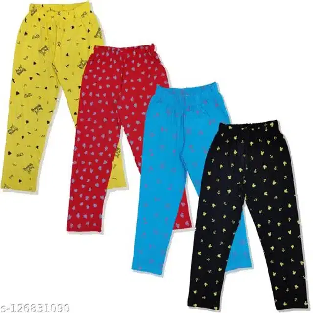 Cotton Pant for Girls, Pack of 4 (Multicolor, 3-4 Years)