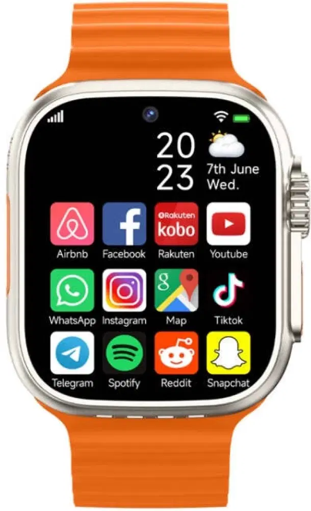 Silicone T800 Ultra Smartwatch for Men & Women, Orange