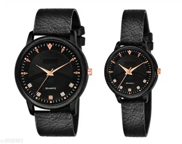 Analog Watch for Couple, Pack of 2 (Multicolor)