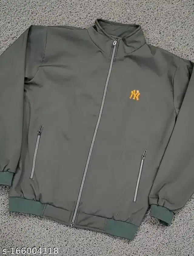 Polyester Jacket for Men (Grey, L)