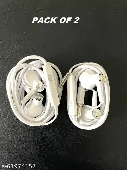 Plastic Tech Classic Soft Bass Wired Earphones, White, Pack Of 2, Dv-13