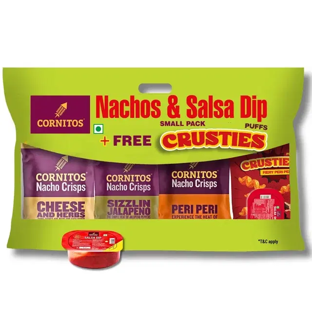 Cornitos Nachos Combo 30 g × 3 Packs + Salsa 30 g + Crusties 24 g