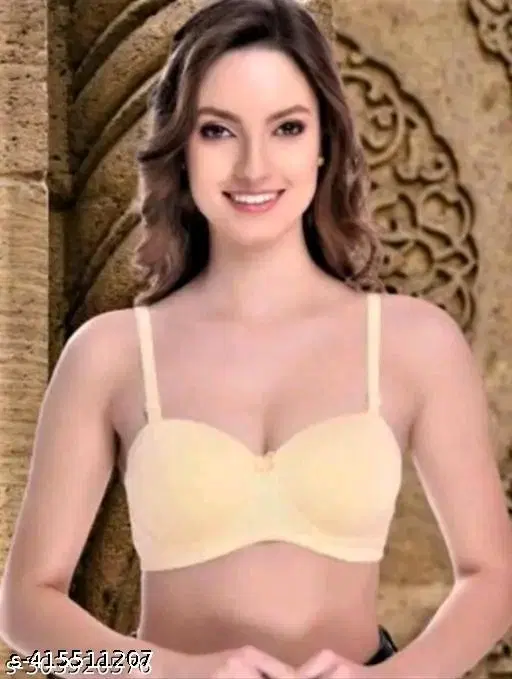 Cotton Solid Bra for Women & Girls, Pink (30B)