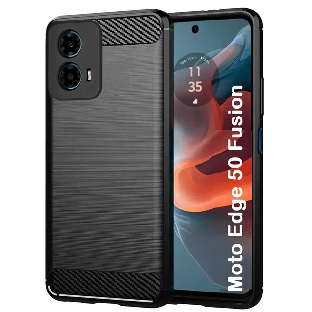 Rubber Mobile Back Cover for Motorola Edge 50 Fusion, Black