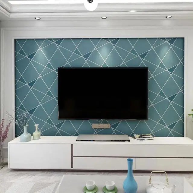 Pvc Vinyl Diy Self Adhesive Decorative Peel Stick Wallpaper For Living Room & Hall 45x304cm (Abstract Deep Blue)