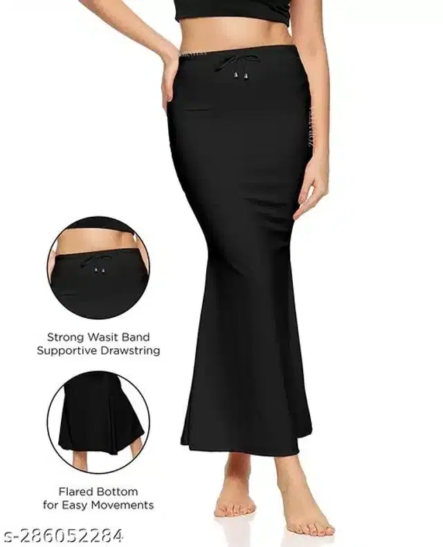 Lycra Saree Shapewear for Women (Black, S)