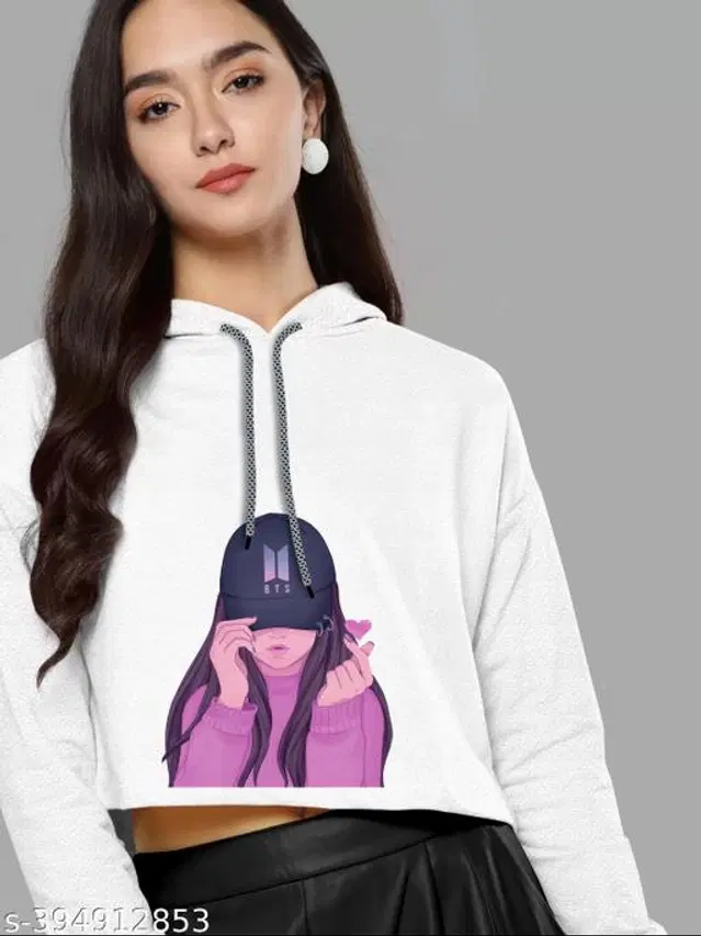 Cotton Blend Hoodie for Women (White, XXS)