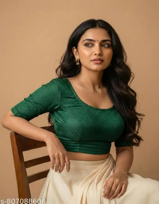 Lycra Ready Made Blouse for Women, Green (32)