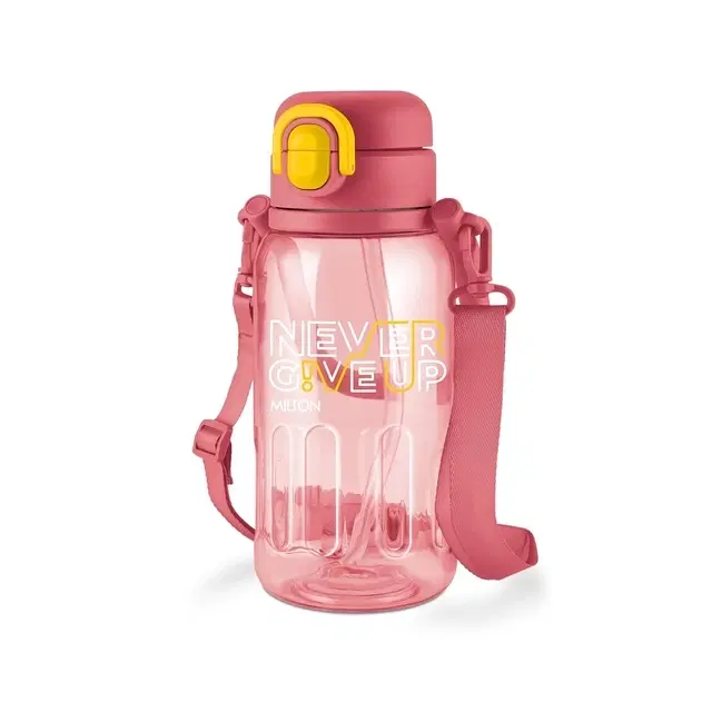 Milton Regan 850 2-in-1 Lid Sip or Gulp Water Bottle | Sturdy Handle And Strap I BPA Free| Food-Grade | One-Touch Open | Leak-Proof | Ideal for Office, School, College, Gym | 836ml, Pink