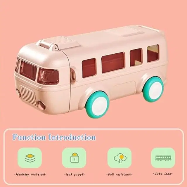 Plastic Bus Shape Sipper Bottle for Kids, Multicolor (1000 ml)