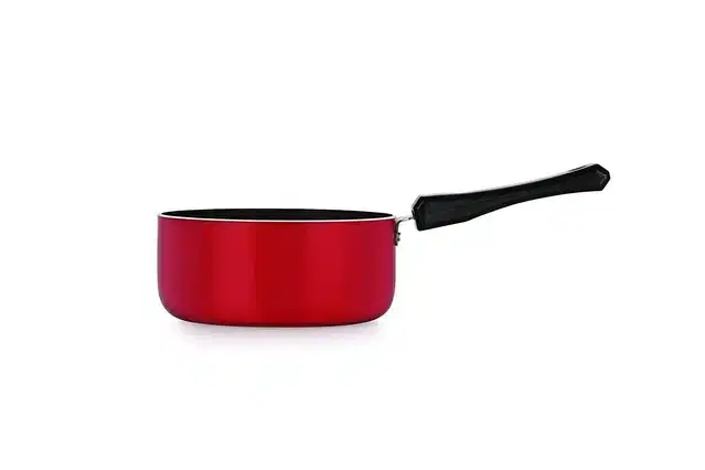 Non Stick Aluminium Sauce Pan, Red, 1.2 L