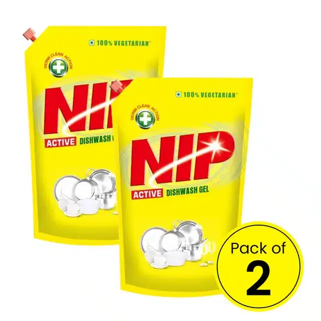 Nip Yellow Dishwash Gel 2X130 ml (Pack Of 2)
