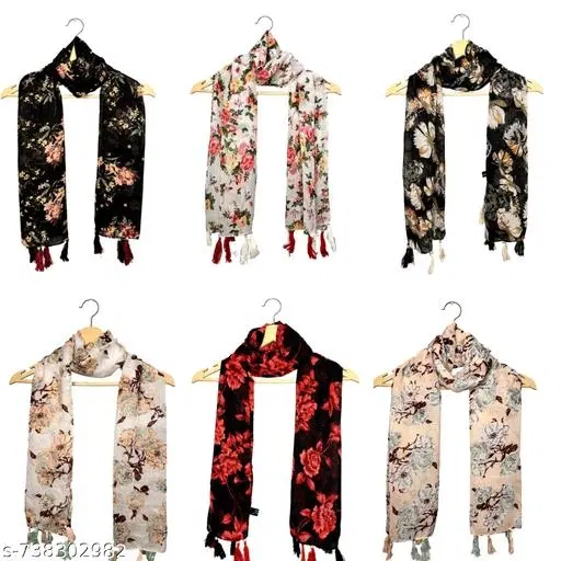 Stylish Ladies Scarves for Women, Pack of 6