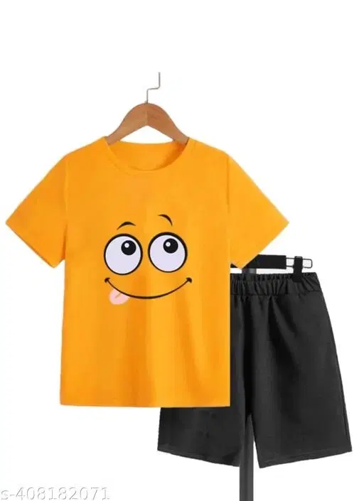 Cotton Blend Printed Clothing Set for Boys, Maroon (0-1 Months)