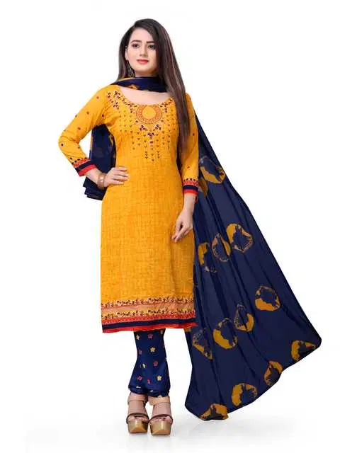 Sharda Creation Women's Dress Material (Yellow) (SC64)