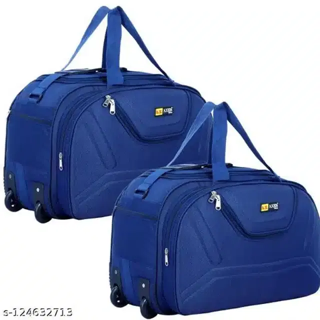 Polyester Trolley Duffel Bag for Men & Women, Navy Blue, Pack of 2