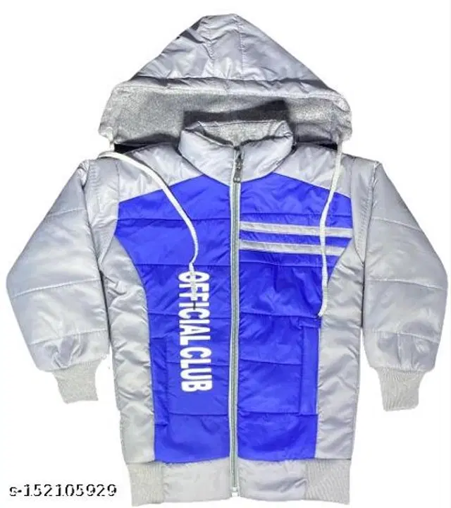 Polyester Jacket for Boys (Blue & Grey, 1-2 Years)