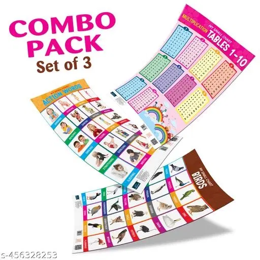 Bookford Publications My small chart Birds, Action Words & Tables (Set of 3)