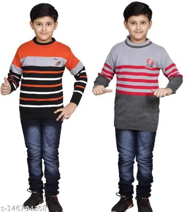 Woolen Sweaters for Boys, Pack of 2 (Multicolor, 8-9 Years)