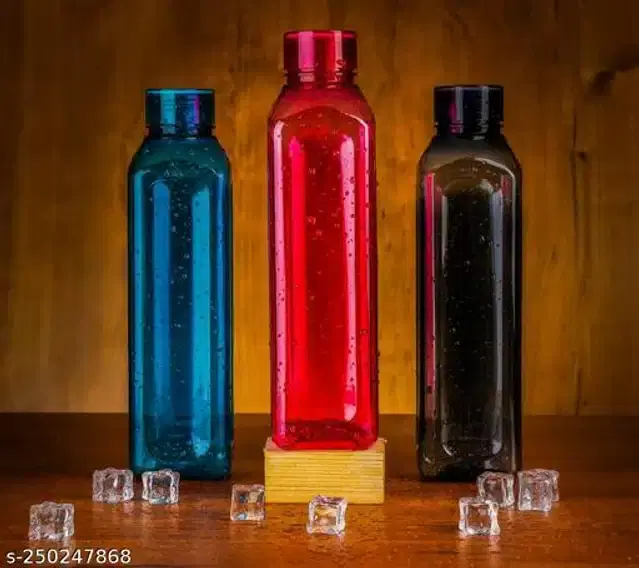 Plastic Water Bottle, Multicolor, 1000 ml, Pack of 3