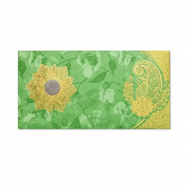 Picfest Paisley Green Shagun Envelope With Coin Pack Of 10