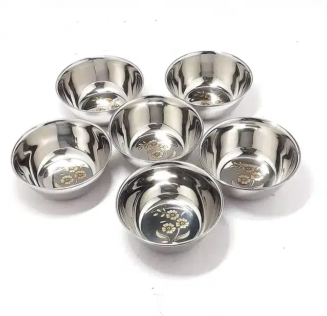 Stainless Steel Bowls, Silver, Pack of 6