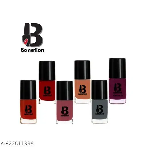 Banetion Matte Nail Polish, Multicolor, Pack of 6