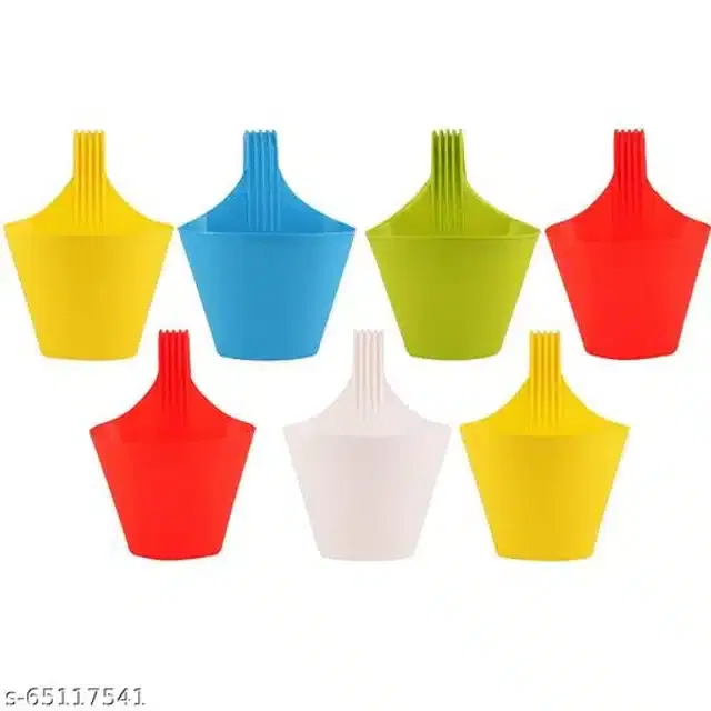 Plastic Hanging Planters, Multicolor, Pack of 7