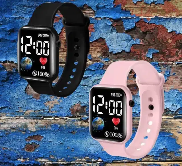 Digital Watch for Men & Women, Pack of 2 (Multicolor)