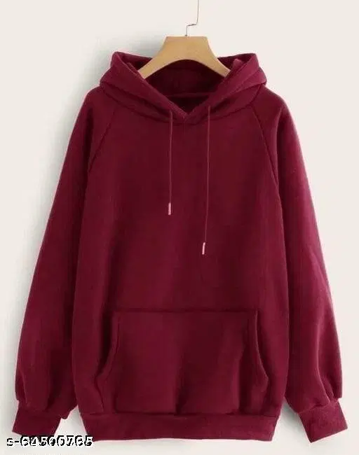 Spun Fleece Solid Hoodie for Women, Maroon ( M)